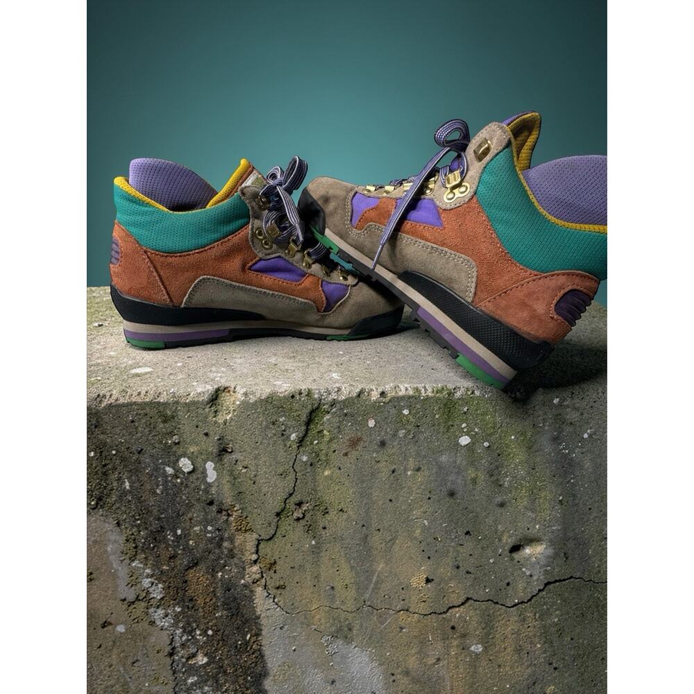 Vintage Tecnica Trekking Suede Hiking Boots 80s 90s Multi Color Womens 9 Mens 7